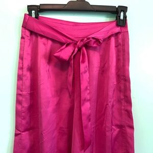 Hot Pink Satin Wide Leg High Waisted Pants
